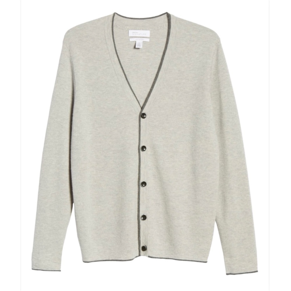 Nordstrom Signature 100% Cashmere Long Oversized Sm Cardigan Sweater Gray Button